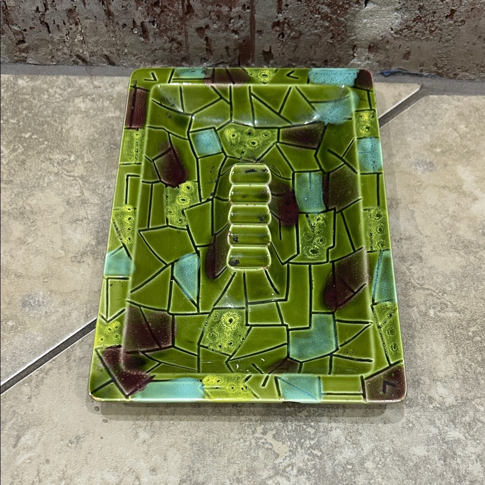 Vintage Green Mosaic ashtray